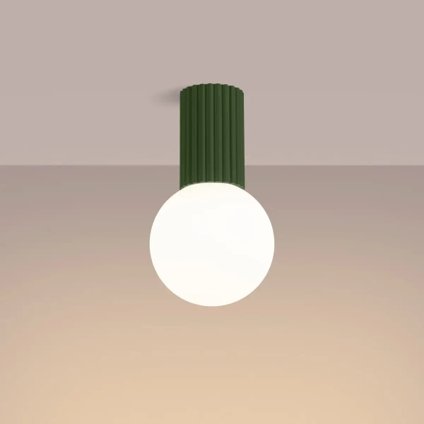 Łazienkowa lampa sufitowa HALO SL.1723 kulista szklana biała oliwkowa