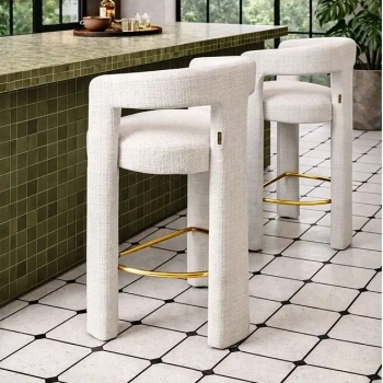 Krzesło LOGAN MM001501100352 białe tapicerowane tkaniną do jadalni 55cm