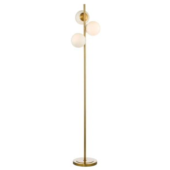 Podłogowa lampa do salonu Bombazine BOM4935 kule biała mosiądz