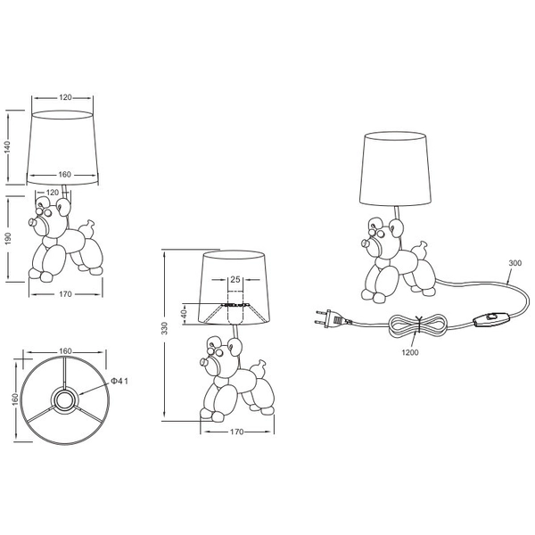 Lampa stołowa BELLO R50241079 RL Light abażurowa piesek złoty czarny