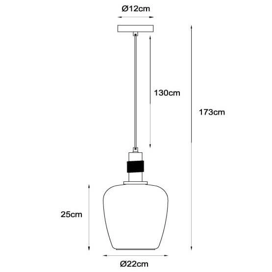 Szklana lampa zwieszana Ilona 45408/22/62 czarny bursztynowy
