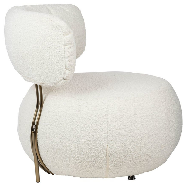 Biały fotel wypoczynkowy KH1301100130 Low Teddy okrągły do salonu