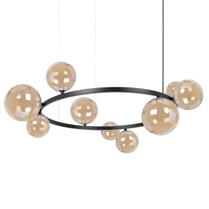 Szklana lampa wisząca nad wyspę Bolero 41323 molekuły bursztynowe czarne