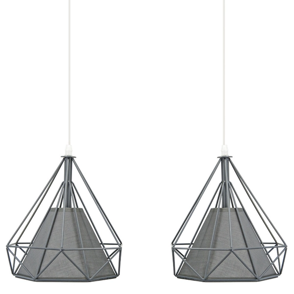 Loftowa LAMPA wisząca 8803/2 ZWIS - 08 Elem metalowa OPRAWA druciany ZWIS piramidy szare