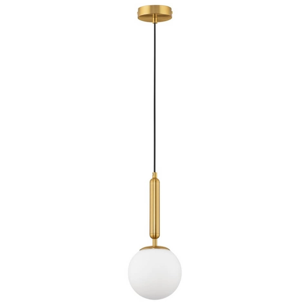Modernistyczna lampa wisząca Agro LE43222 kula biała złota