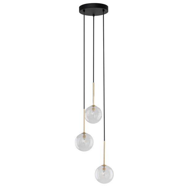 Zwisająca lampa do salonu Nilos 5942 bańka przezroczysta złota