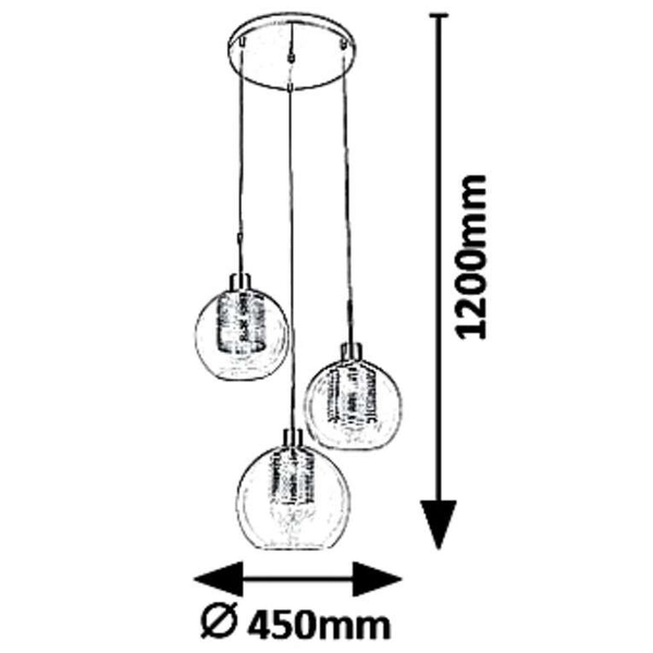Wisząca LAMPA modernistyczna PHILANA 6496 Rabalux szklana OPRAWA kaskada ZWIS dekoracyjne kule balls złota przezroczysta