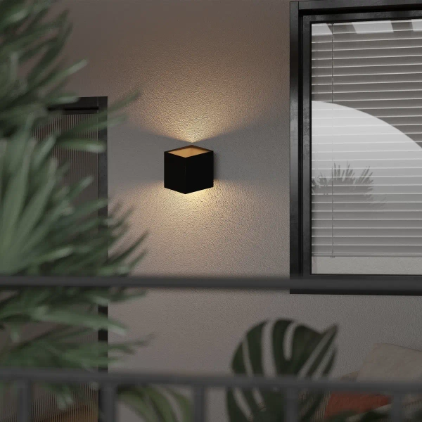 Elewacyjna naścienna lampa Cube 18182 LED 3000K kostka IP54 czarny