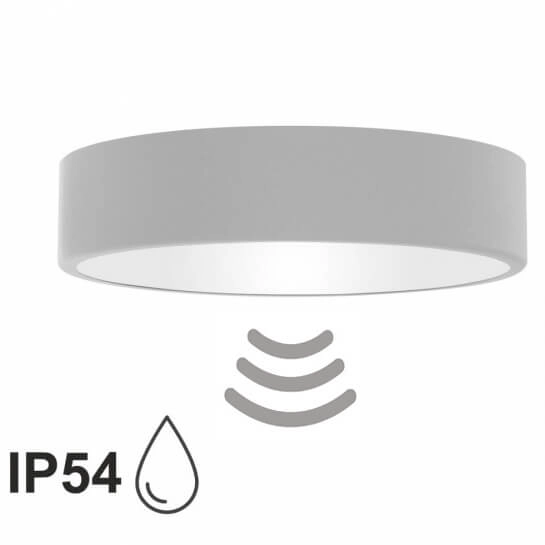 Lampa z czujnikiem na sufit Cleo 1307623600172 Temar IP54 zewnętrzna szara
