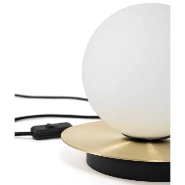 Lampa na stolik Borra BRA122P1 kulista dysk mosiądz biała