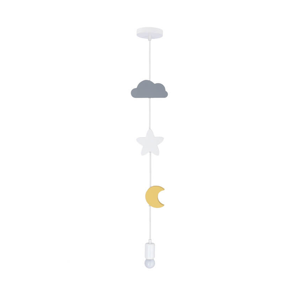 Wisząca lampa dziecięca Moon z dekoracjami multikolor