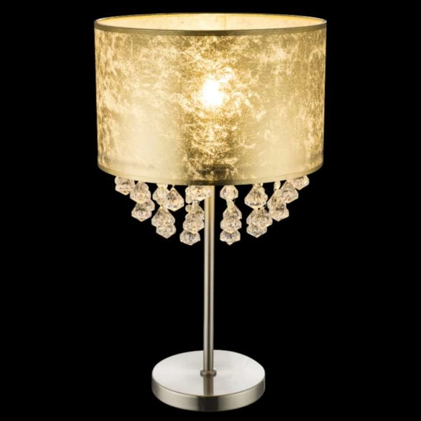 Stojąca LAMPKA nocna AMY 15187T3 Globo abażurowa LAMPA stołowa z kryształkami glamour crystal złota przezroczysta