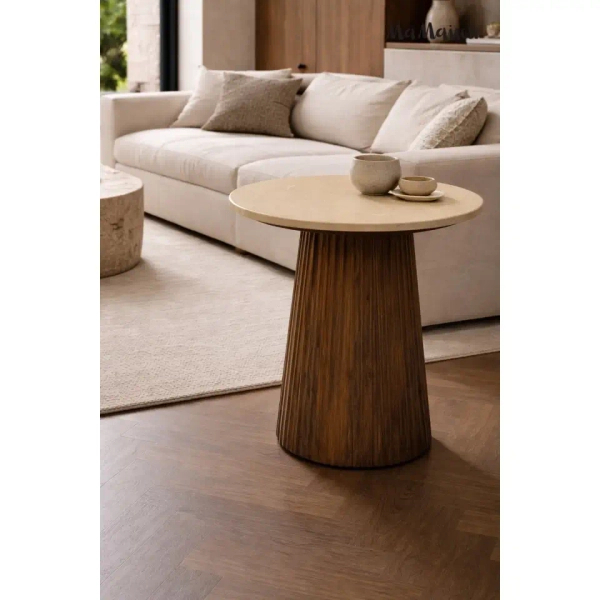 Stolik kawowy ARGENTINA MM001501100337 brązowy beżowy drewno 50cm