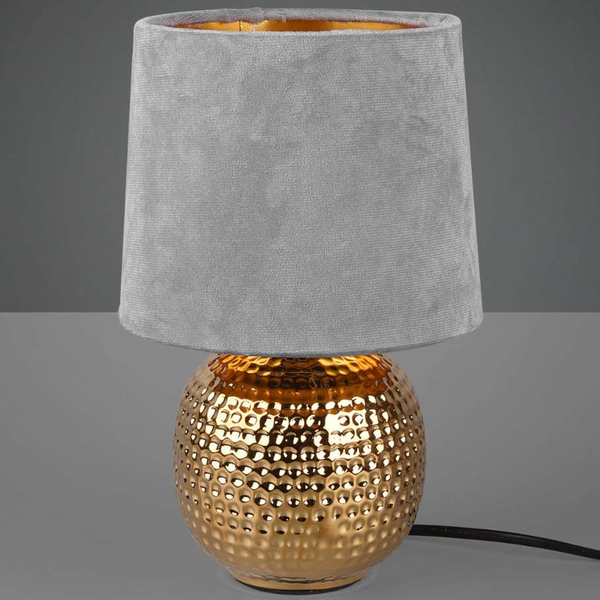 Ceramiczna LAMPA stołowa EUDORA DL011-50821 RL Light abażurowa LAMPKA stojąca nocna szara złota