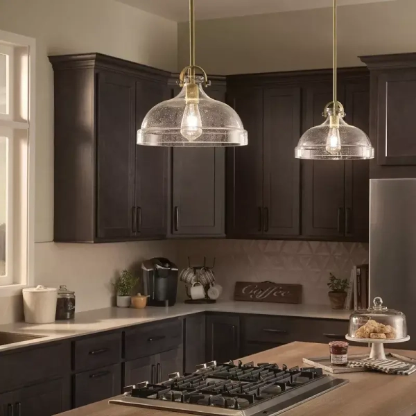 Jadalniana lampa wisząca Hampton mosiądz szklana 1xE27 nad stół ELS-HAMPTON-P-PNBR