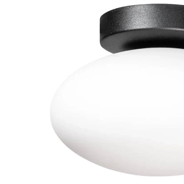 Owalna lampa sufitowa Omi 1186 Zumaline szklana czarna biała