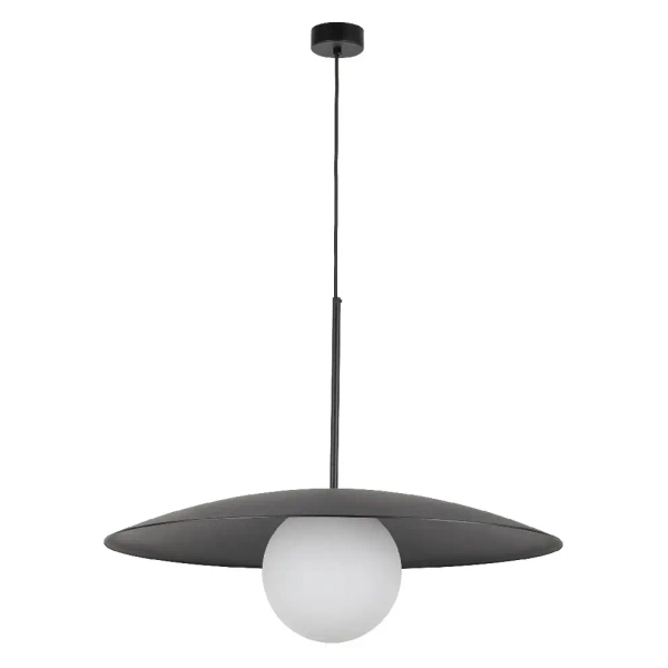 Jadalniana lampa zwisająca Slate 10637 mleczna kula czarny
