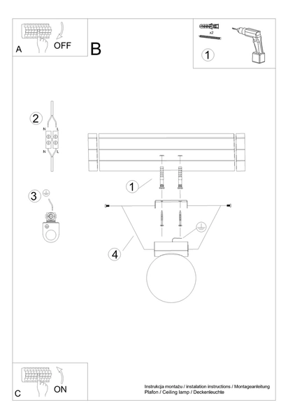 Lampa sufitowa Yoli SL.1146 Sollux kula do przedpokoju biała