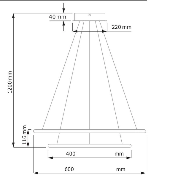 Okrągła LAMPA wisząca SLIM/000023/4000/B MDECO metalowa OPRAWA ring ZWIS LED 51W 4000K biurowy czarny