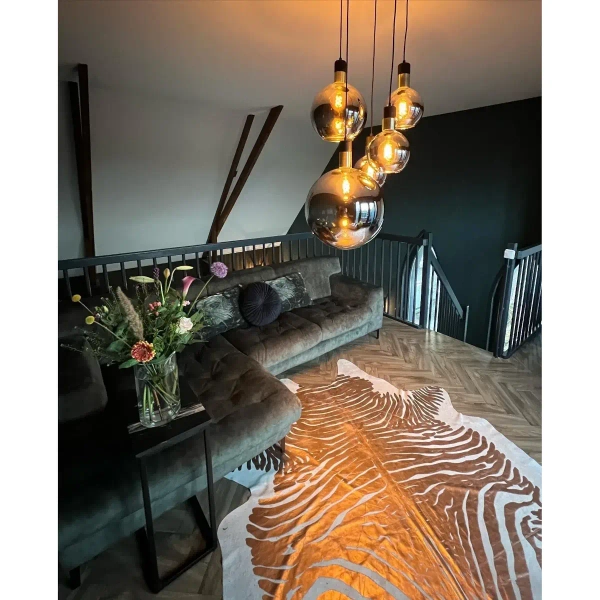 Szklana lampa wisząca Julius 34438/05/65 Lucide kaskada czarna złota