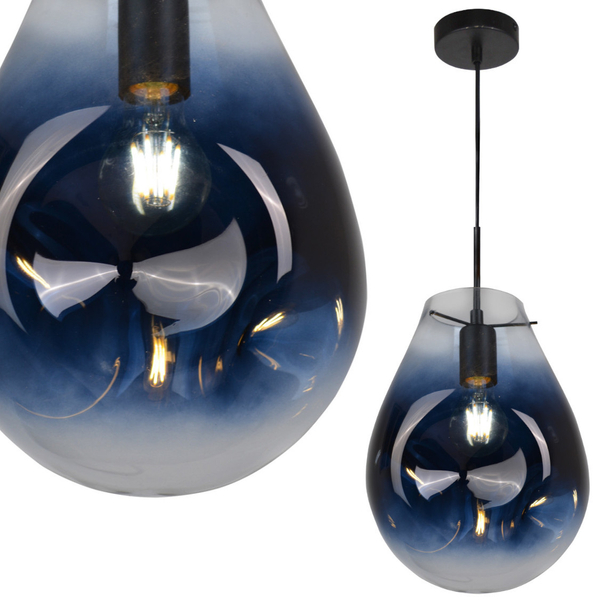 LAMPA wisząca KIMBERLY 316257 Polux loftowa OPRAWA szklany zwis niebieski