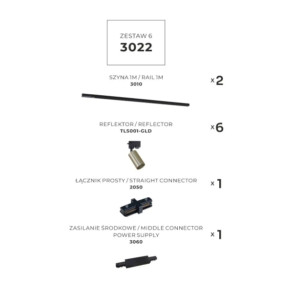 Zestaw szynoprzewodów jednoobwodowych 3022 industrialny złoty