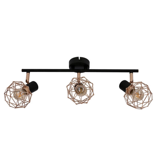 Potrójna lampa sufitowa Acrobat 93-22219 regulacja czarna miedziana