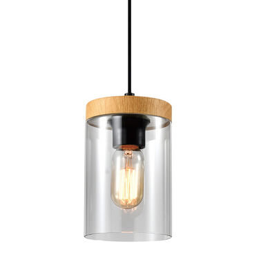 Szklana lampa wisząca Wels 31-21984 przydymiony drewniany czarny