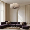 Skandynawska wisząca lampa nad stół 31-39231 regulowany tkanina beżowy