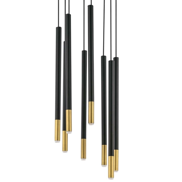 LAMPA wisząca SOPEL DUE 33239 Sigma metalowa OPRAWA modernistyczna ZWIS kaskada tuby sople czarne złote