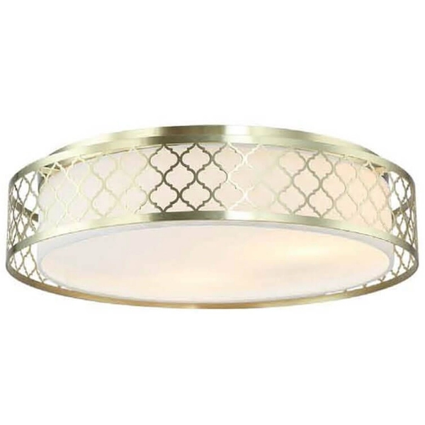 Okrągła LAMPA sufitowa CAVALLI OLD GOLD Orlicki Design abażurowa OPRAWA klasyczny PLAFON we wzory kremowy złoty