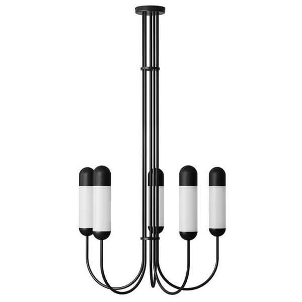 Wisząca lampa do kuchni Funsui FNB522R03 szklana drewniana czarna białe