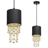 Glamour LAMPA wisząca ALMERIA MLP6439 Milagro okrągła OPRAWA materiałowy ZWIS kryształki crystals czarne