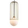 Druciana LAMPA wisząca SIMON MDM-3938/1 GD Italux metalowa OPRAWA drut ZWIS szklana kula ball klatka loft złota