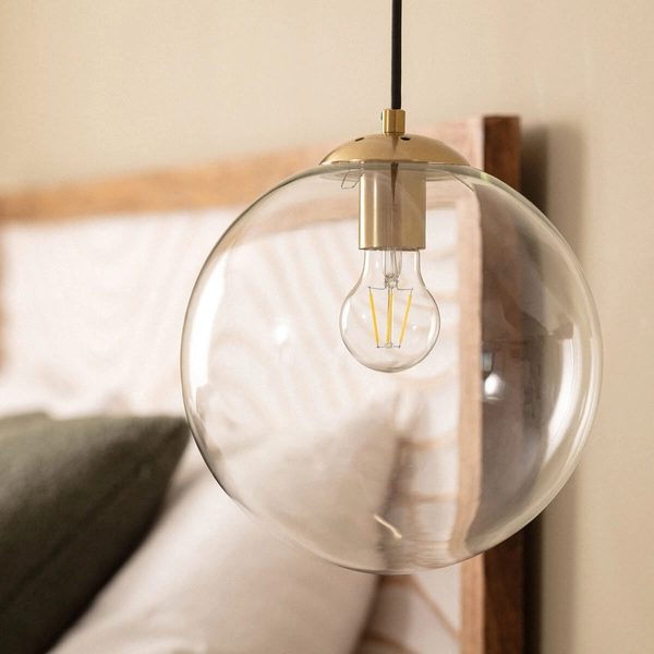 Kulista lampa wisząca Kaspi ABR-KASP-E27 Abruzzo transparentny złoty