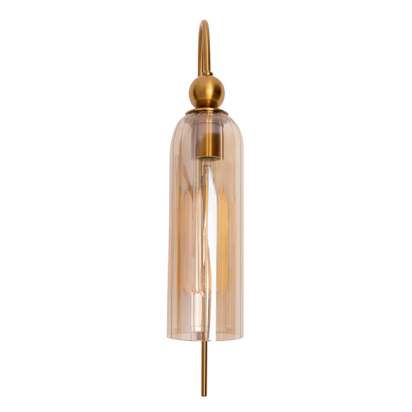 Szklana lampa ścienna Campanila W0332 Maxlight do sypialni mosiądz przezroczysty OUTLET