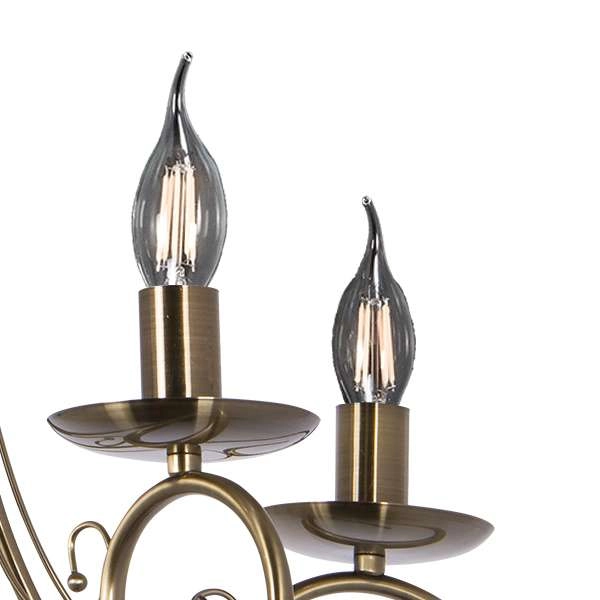 Żyrandol LAMPA wisząca VEN W-N 1541/5 PN świecznikowa OPRAWA metalowy ZWIS kandelabr na łańcuchu maria teresa patyna