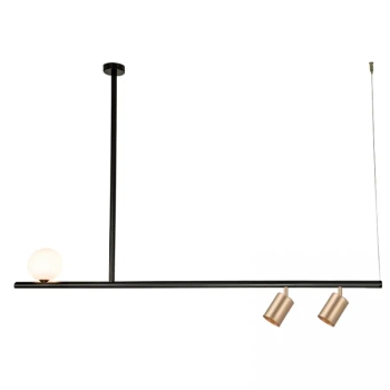 Podłużna wisząca lampa 22227 reflektorki kula biała złota czarna