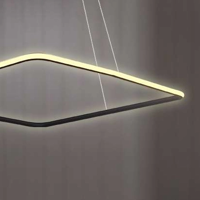 LAMPA wisząca MDECO SLIM/000014/3000/B kwadratowa OPRAWA metalowa LED 26W 3000K zwis ramka czarna