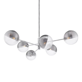 Szklana lampa wisząca Vignette VIG0650-19 kule żebrowane chrom