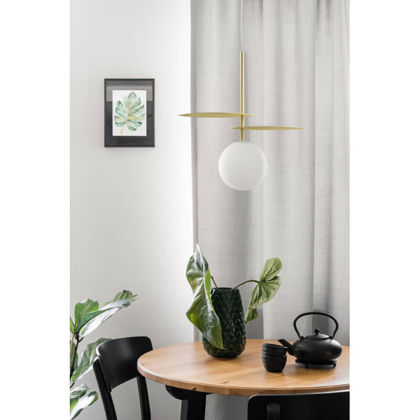 Lampa wisząca do salonu Fyllo FYA131P0 kulista listki złote białe