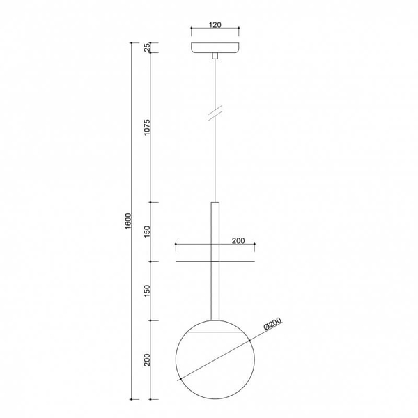Wisząca lampa szklana Plaat PLA122P0 kula ball biała czarna