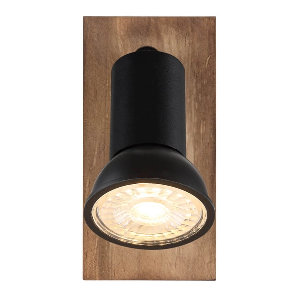 Lampa ścienna Drew 57998-1W reflektorek drewniany czarny