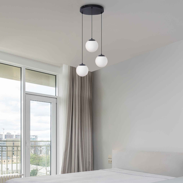 Czarna lampa wisząca CAMINA K-4746 szklane kule balls kaskada