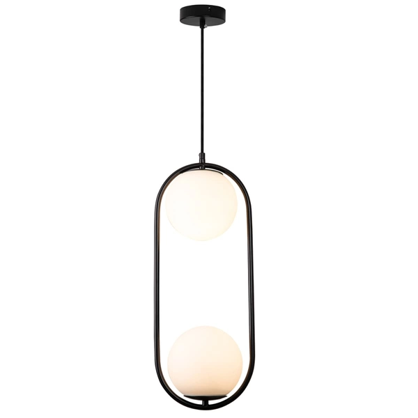 Zwisowa lampa COSTA DUO DP0002-2 black Step szkło metal ramka czarna