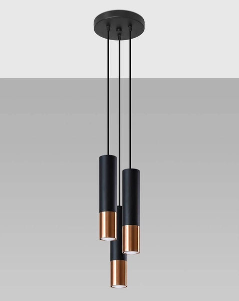 Loftowa LAMPA wisząca SL.0949 modernistyczna OPRAWA metalowy ZWIS kaskada czarna miedź