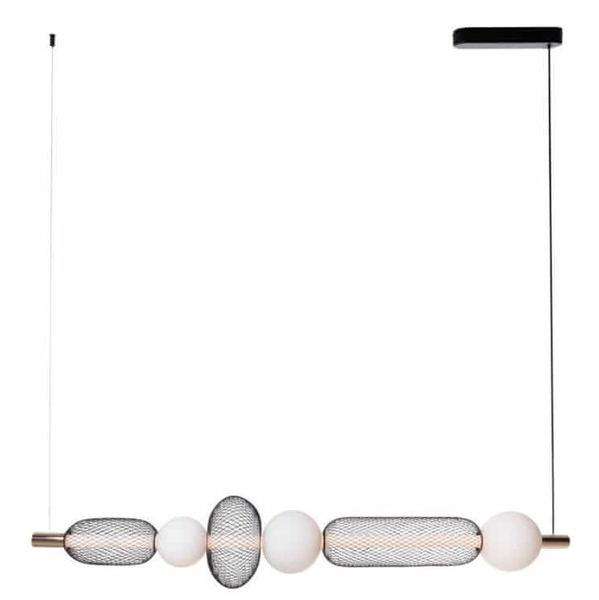 Wisząca lampa na listwie Bora P0593 LED 29W 3000K kule czarna złota