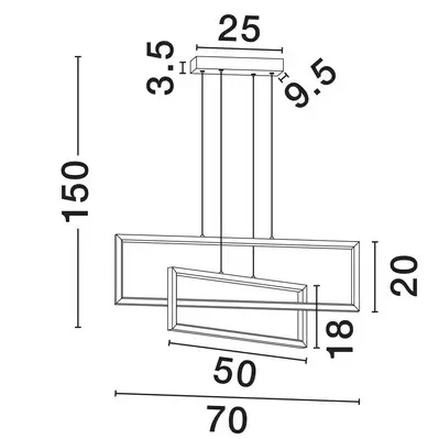 Prostokątna lampa wisząca ANZELIO LE45474 LED 47W 3200K czarna