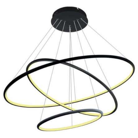 LAMPA wisząca SLIM/000011/4000/B MDECO biurowa OPRAWA metalowy ZWIS LED 99W 4000K pierścienie czarne
