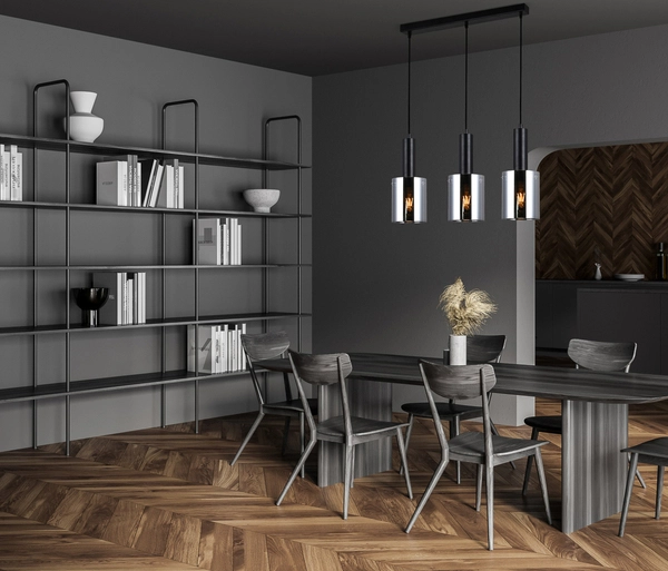 Wisząca LAMPA loftowa SARDO PND-5581-3-BK+SG Italux skandynawska OPRAWA szklany ZWIS tuby przydymione czarne